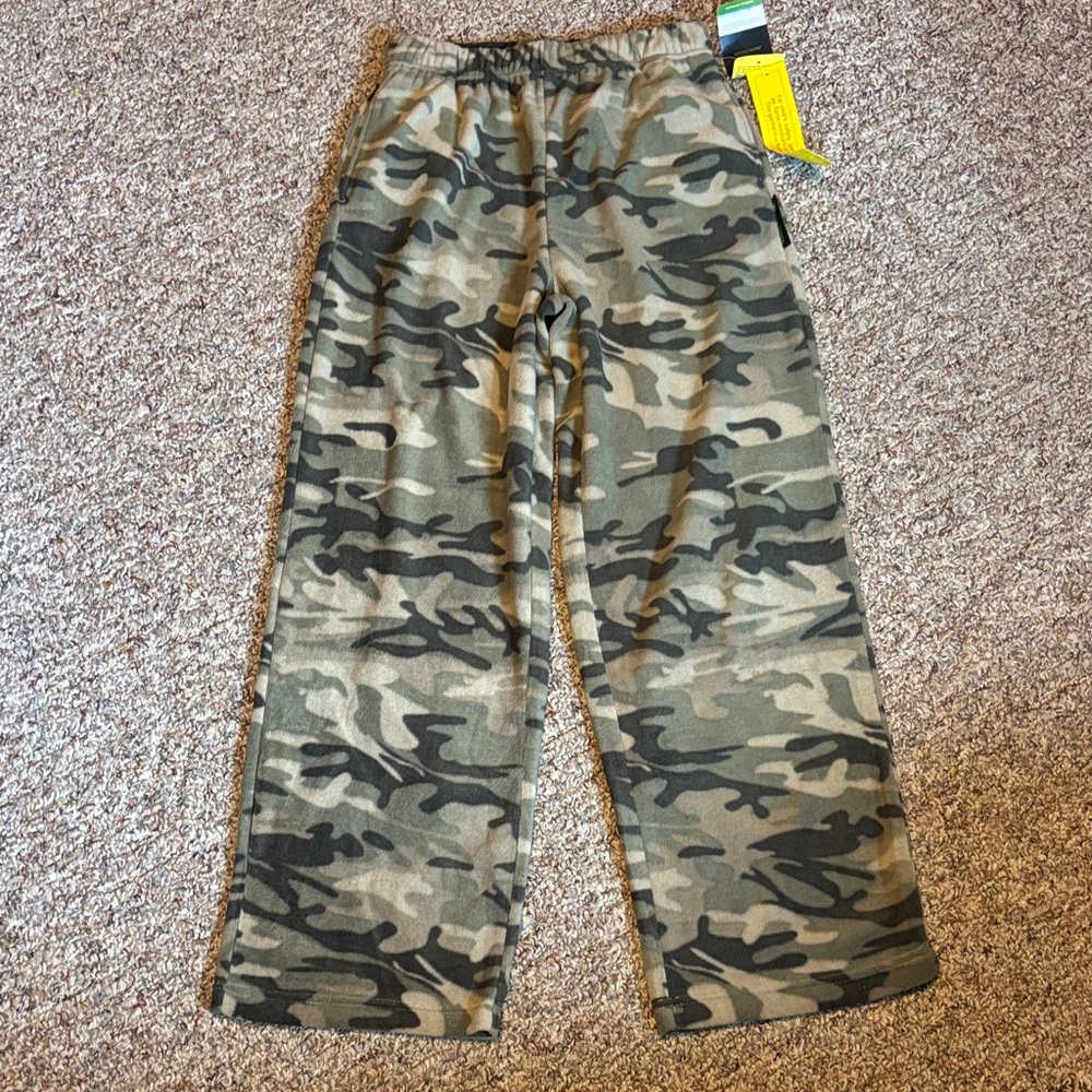 New John Deere Youth Boys Large 14 Camouflage Fleece Pajama Lounge Pants